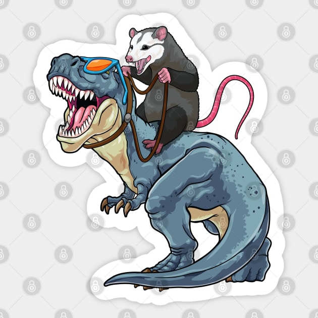 Opossum Outrider: Dino-Riding Daredevil Sticker by GoshWow 